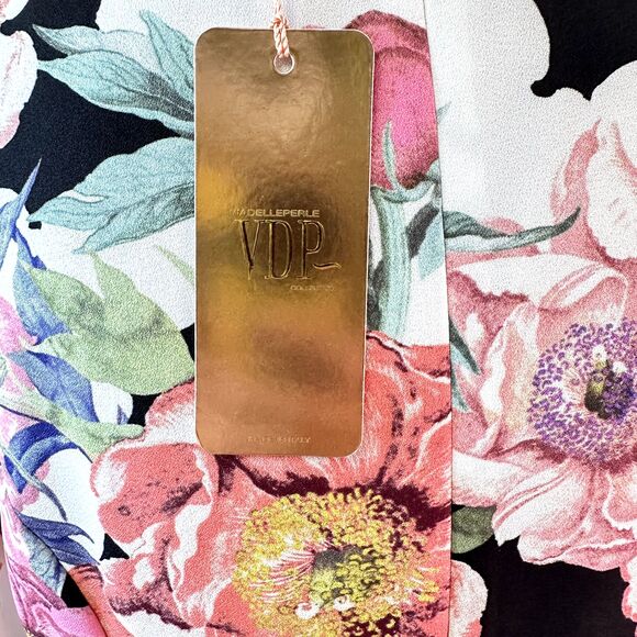 VDP Collection Party Cocktail Dress SZ 46/10 Floral Rhinestones Ruffle Hem Italy - Picture 11 of 16